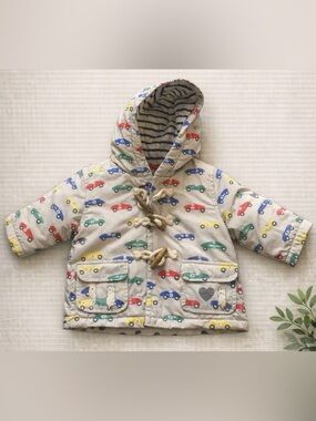 🚗 Baby Boden Car‑Print Toggle Jacket — 3–6M